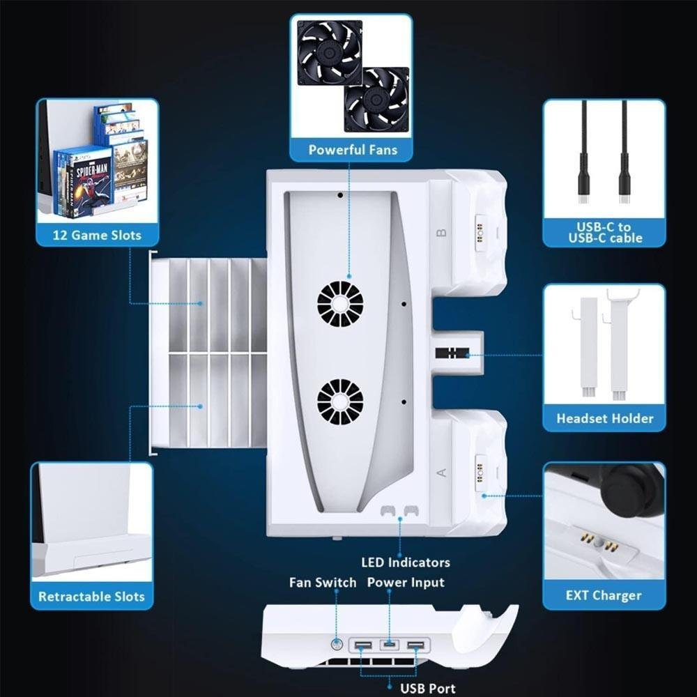 Imagem 2 de 5 do produto Base De Resfriamento De Ventilador Multifuncional Compative Console De Jogos Ps5
