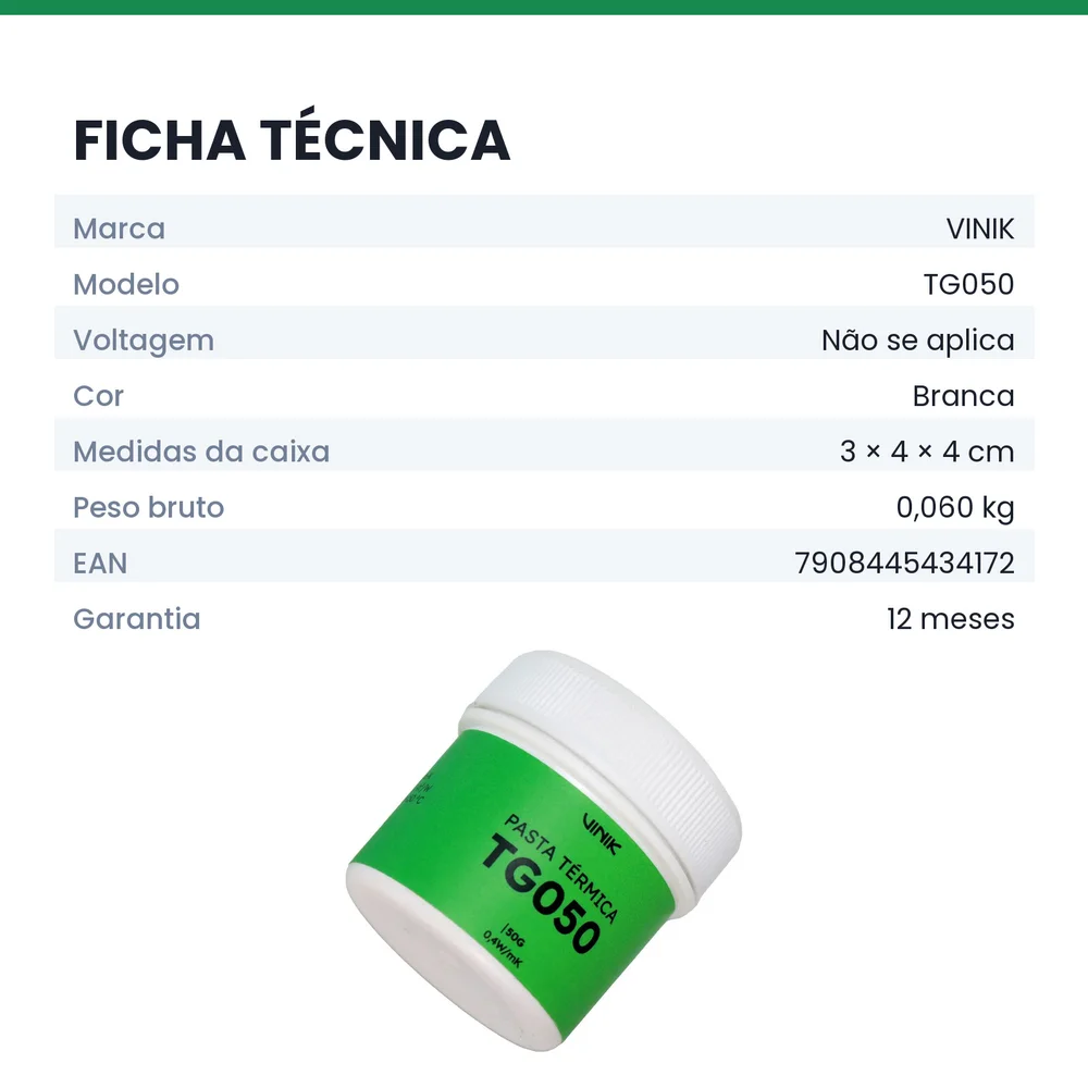 Imagem 4 de 4 do produto Pasta Térmica Vinik Tg050 50g - Tg050