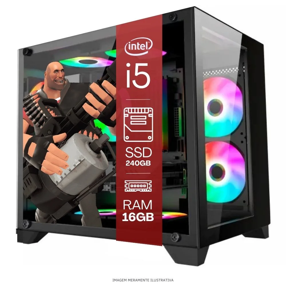 Computador PC Gamer Completo Tob Intel Core I7 SSD 240GB 16gb Gabinete Aquário Teclado Mouse Mouse Pad E Headset Gamer Monitor 23" WINDOWS 10 Pro Trial - view 3