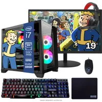 "Computador PC Gamer Completo Tob Intel Core I7 SSD 240GB 16gb Gabinete Aquário Teclado Mouse Mouse Pad E Headset Gamer Monitor 19"" WINDOWS 10 Pro Trial"