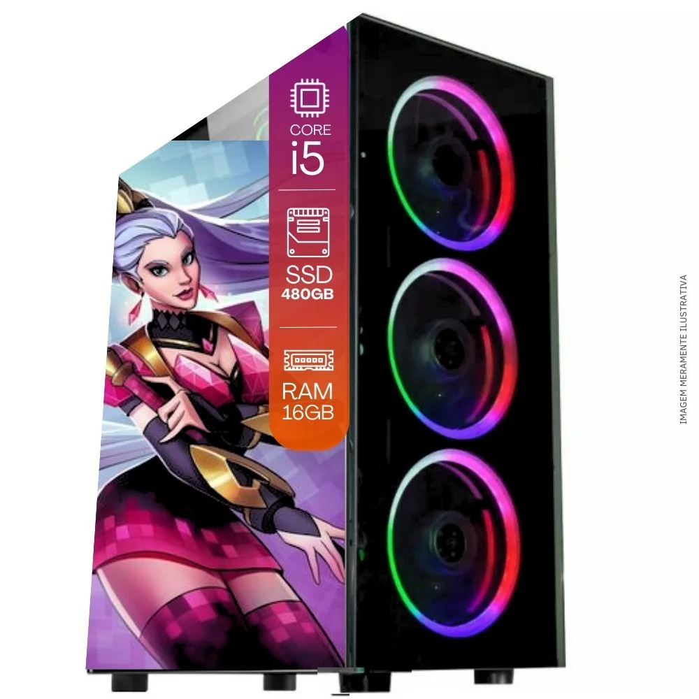 Computador PC Gamer Completo Tob Intel Core I5 SSD 480GB 16gb Teclado Mouse Mouse Pad E Headset Gamer Joystick Monitor 23" WINDOWS 10 Pro Trial - view 3
