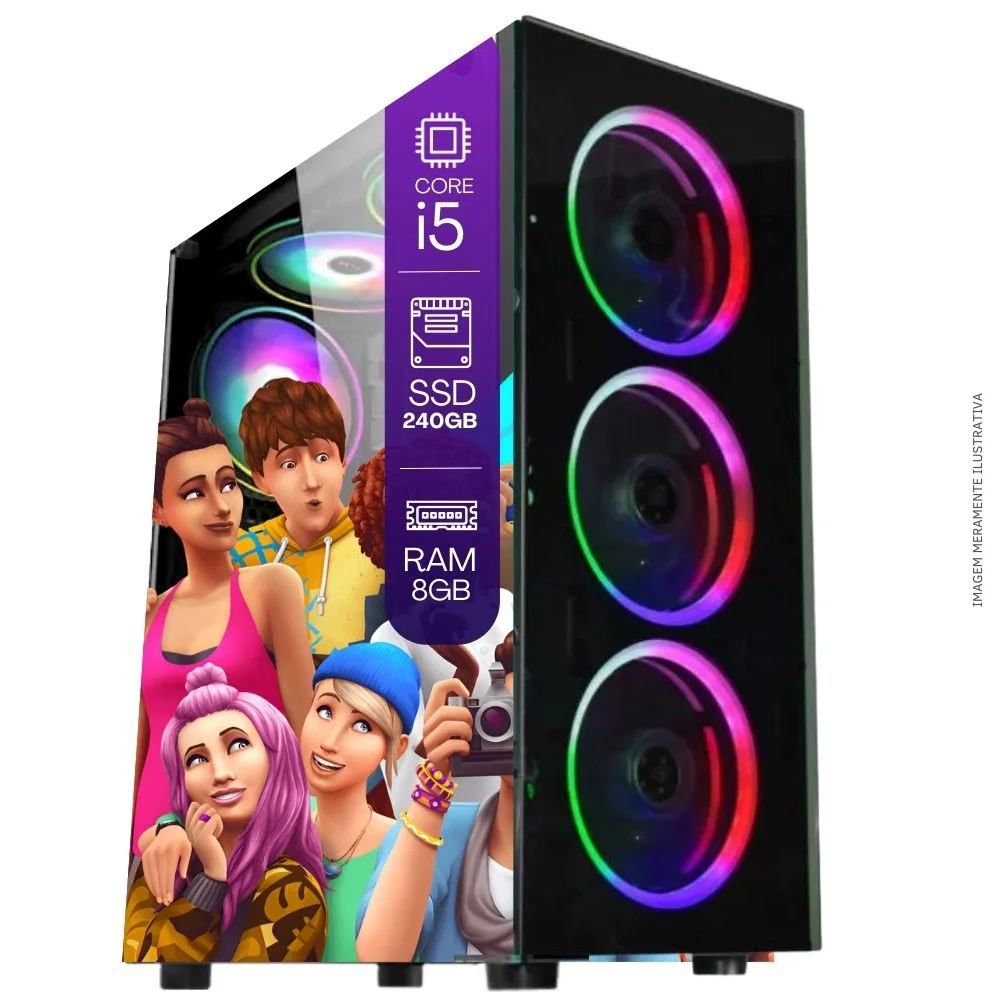 Computador PC Gamer Completo Tob Intel Core I5 SSD 240GB 8GB Teclado Mouse Mouse Pad E Headset Gamer Joystick Monitor 23" WINDOWS 10 Pro Trial - view 3