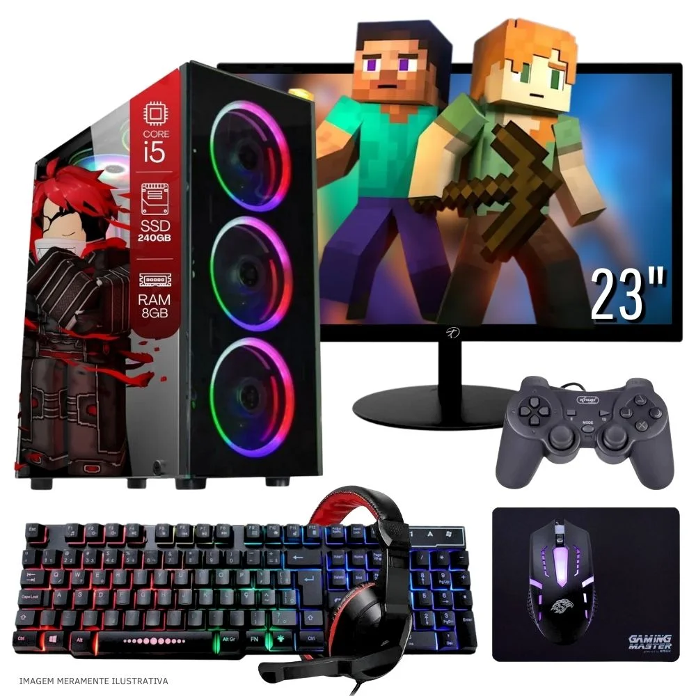 Computador PC Gamer Completo Balão.info Intel Core I5 SSD 240GB 16gb Teclado Mouse Mouse Pad E Headset Gamer Joystick Monitor 23" WINDOWS 10 Pro Trial