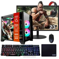"Computador PC Gamer Completo Intel Core I5 SSD 240GB 8GB Gabinete Aquário Teclado Mouse Mouse Pad E Headset Gamer Monitor 23"" WINDOWS 10 Pro Trial"