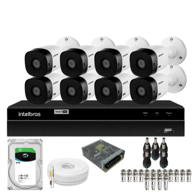 Kit 8 Câmeras Intelbras  Bullet 1220b Full Hd Dvr Intelbras 1216-c Mhdx Com Acesso Remoto Hd 6tb