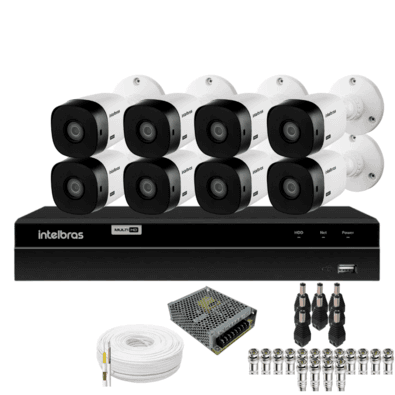 Kit 8 Câmeras Intelbras  Bullet 1220b Full Hd Dvr Intelbras 1216-c Mhdx Com Acesso Remoto Sem Hd