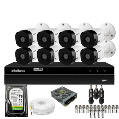 Kit 8 Câmeras Intelbras  Bullet 1220b Full Hd Dvr Intelbras 1216-c Mhdx Com Acesso Remoto Hd 1TB