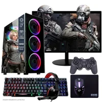 "Computador PC Gamer Completo Tob Intel Core I7 SSD 240GB 8GB Teclado Mouse Mouse Pad E Headset Gamer Joystick Monitor 19"" WINDOWS 10 Pro Trial"