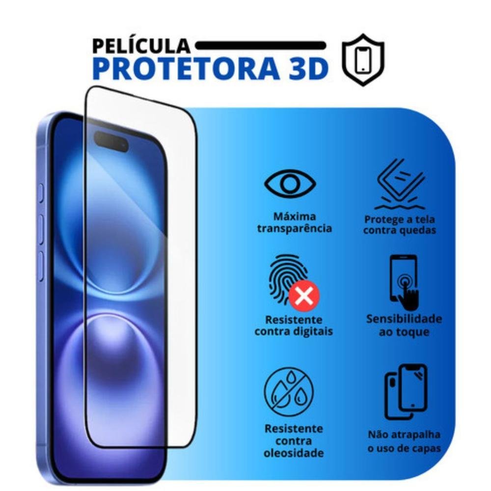 Imagem 3 de 4 do produto Capa Transparente Para Iphone 16 Plus + Película Cerâmica
