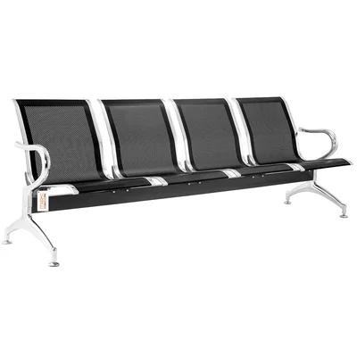 Cadeira Longarina Aeroporto  Sem Estofado Preta 4 Lugares