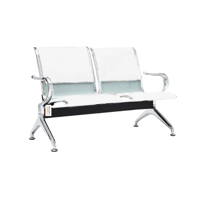 Cadeira Longarina Cromada 2 Lugares Com Estofado Colorida Branco