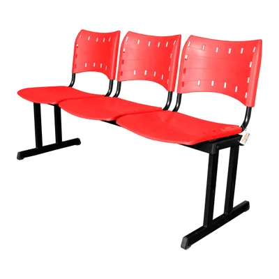 Cadeira Fixa Iso Polipropileno 3 Lugares Colorida Vermelho