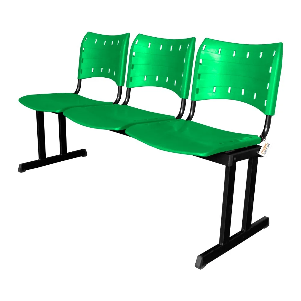 Imagem 1 de 5 do produto Cadeira Fixa Iso Polipropileno 3 Lugares Colorida Verde