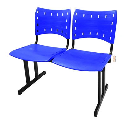 Cadeira Fixa Iso Polipropileno 2 Lugares Colorida Azul