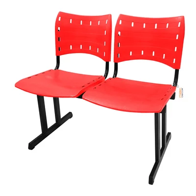 Cadeira Fixa Iso Polipropileno 2 Lugares Colorida Vermelho