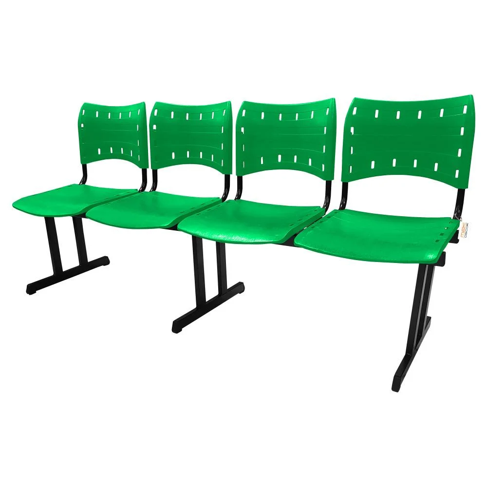 Imagem 1 de 3 do produto Cadeira Fixa Iso Polipropileno 4 Lugares Colorida Verde