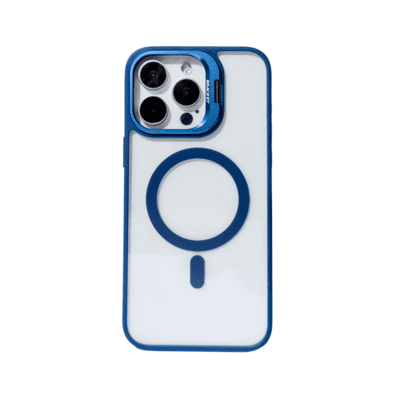 Capa Mag-safe Com Indução Compatível Ip 15 Promax Lente Em U Cor:azul Escuro