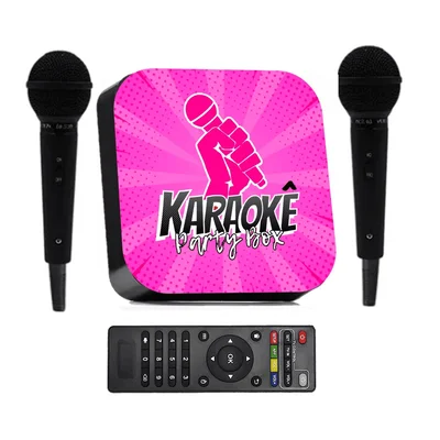 Karaokê Party Box Rosa +2 Microfones +de 2000 Músicas Videoke (com Pontuação)