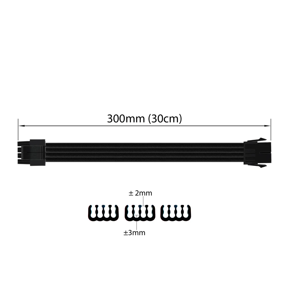 Imagem 2 de 5 do produto Cabo De Alimentação da Placa-Mãe 4+4 = 8 Pinos, Sleeved EPS, Extensor da Fonte para CPU, 300mm, Preto