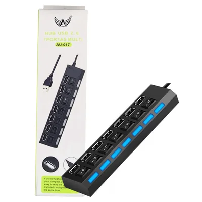 Hub 7 Portas Usb 2.0 Preto Com Chave Seletora Au-017 L Tomex