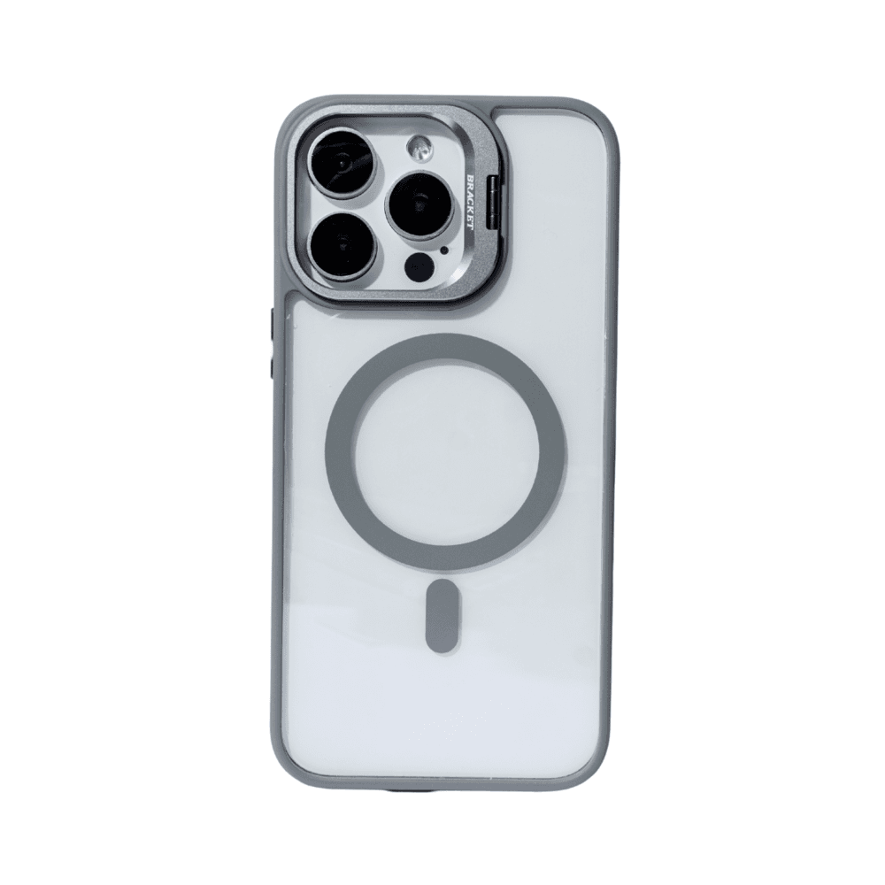 Imagem 1 de 1 do produto Capa Celular Compatível Ip 14 Promax Indução Lente Em U Mag-safe Cor:cinza