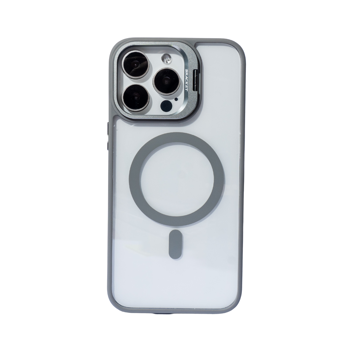 Capa Celular Indução Lente Em U Mag-safe Compatível Ip 14 Plus Cor:cinza