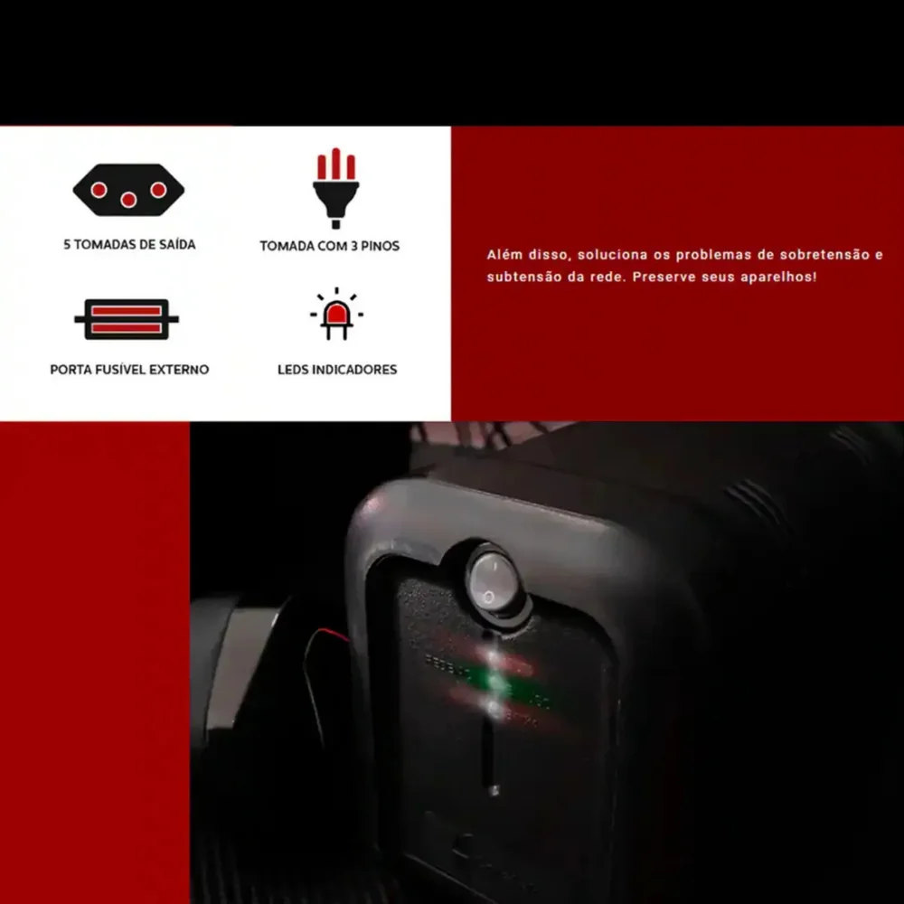 Imagem 2 de 5 do produto Estabilizador Coletek Energia Bivolt Saida 115v Es-1500va Cor:preto