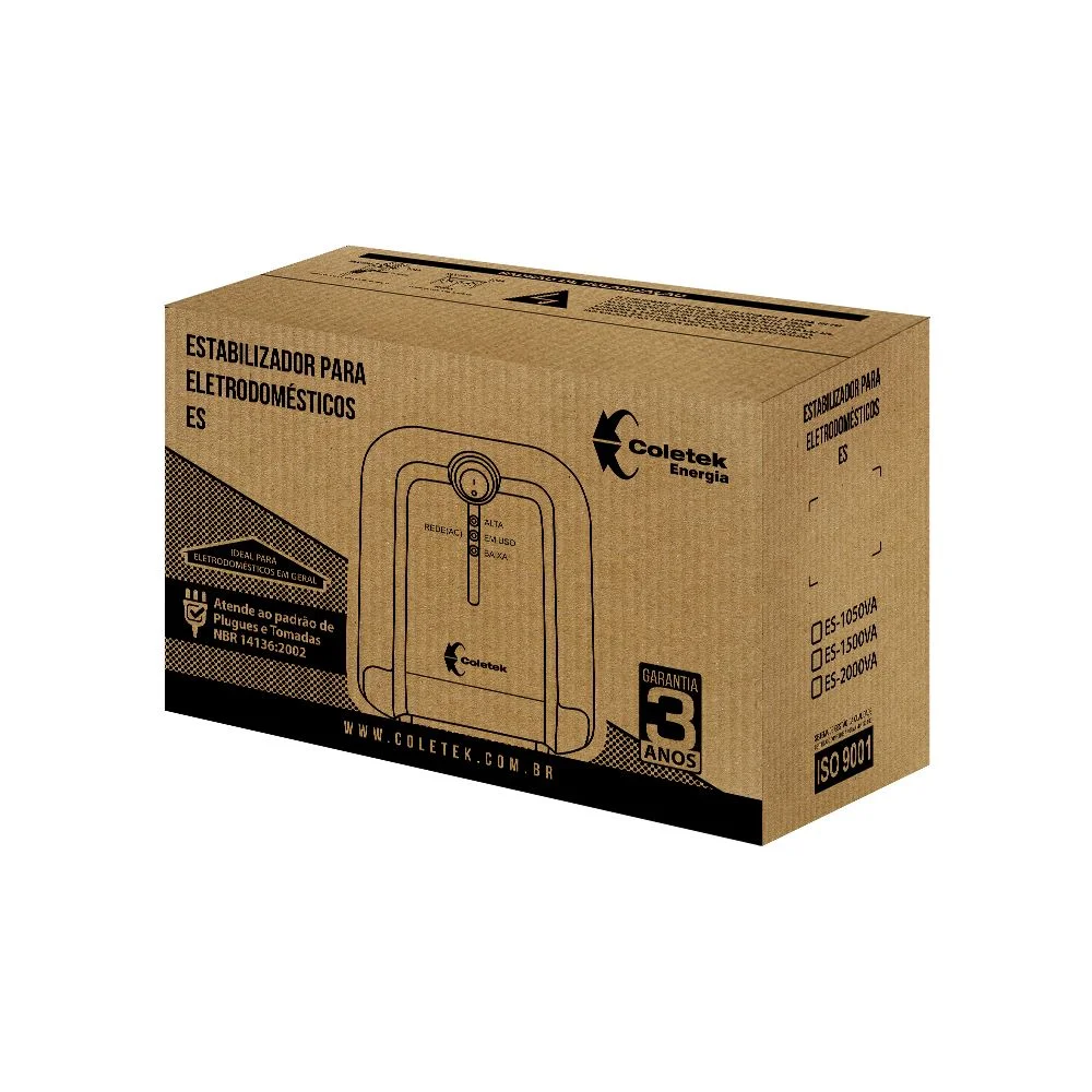 Imagem 4 de 5 do produto Estabilizador Coletek Energia Bivolt Saida 115v Es-1500va Cor:preto