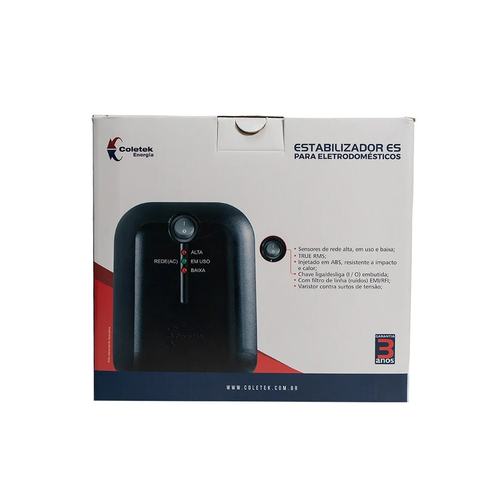 Imagem 5 de 5 do produto Estabilizador Coletek Energia Bivolt Saida 115v Es-1500va Cor:preto