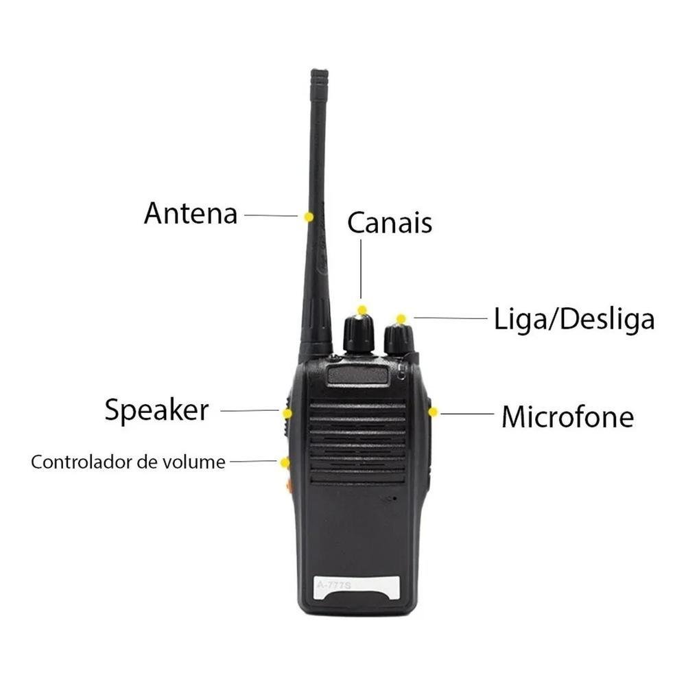 Imagem 3 de 5 do produto Kit 4 Radio Comunicador 777s Profissional Ht Uhf 16 Canais