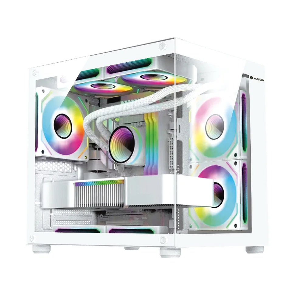 Gabinete Gamer Hayom Gb1797 Com 4 Fans RGB Com Vidro Branco