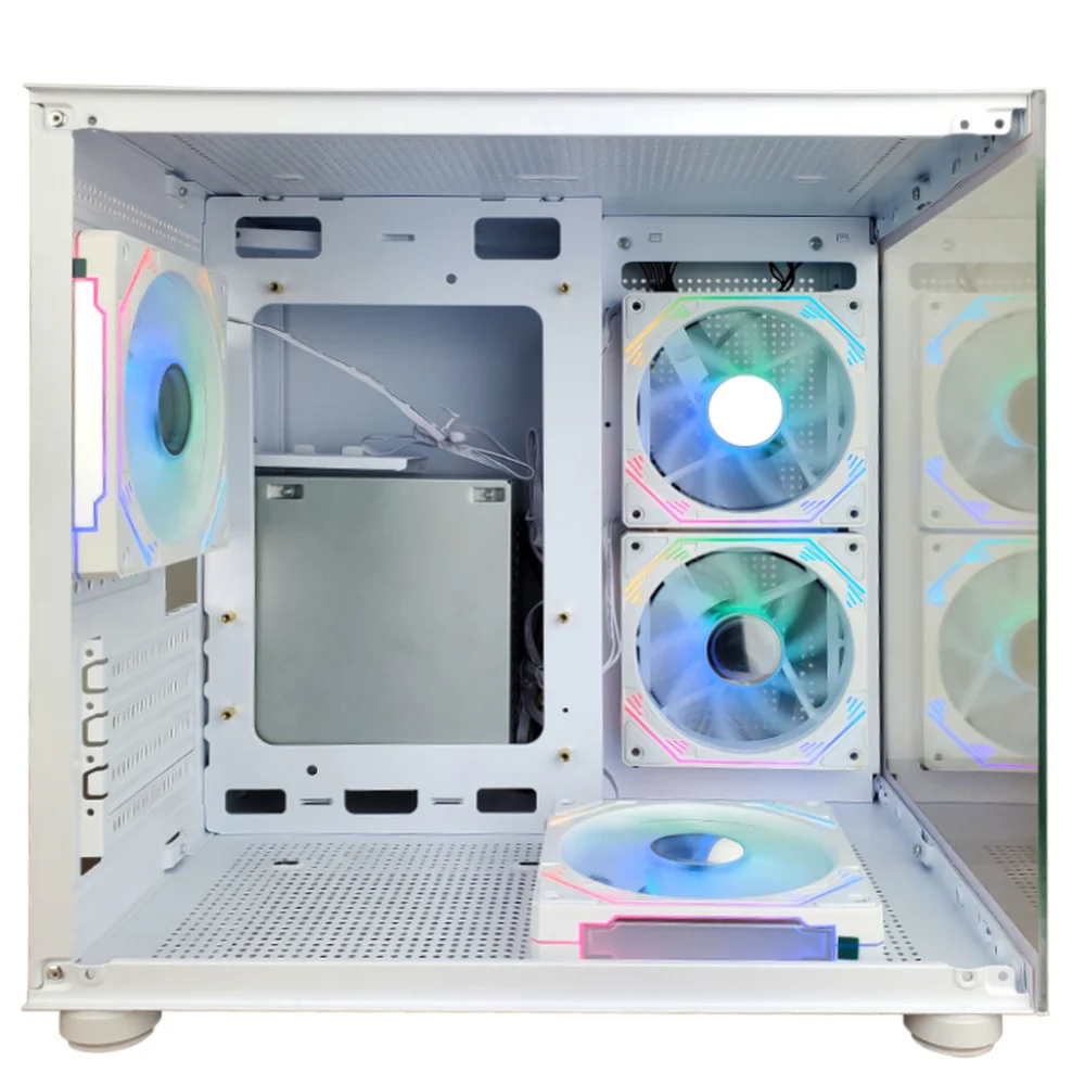 Imagem 2 de 5 do produto Gabinete Gamer Hayom Gb1797 Com 4 Fans RGB Com Vidro Branco