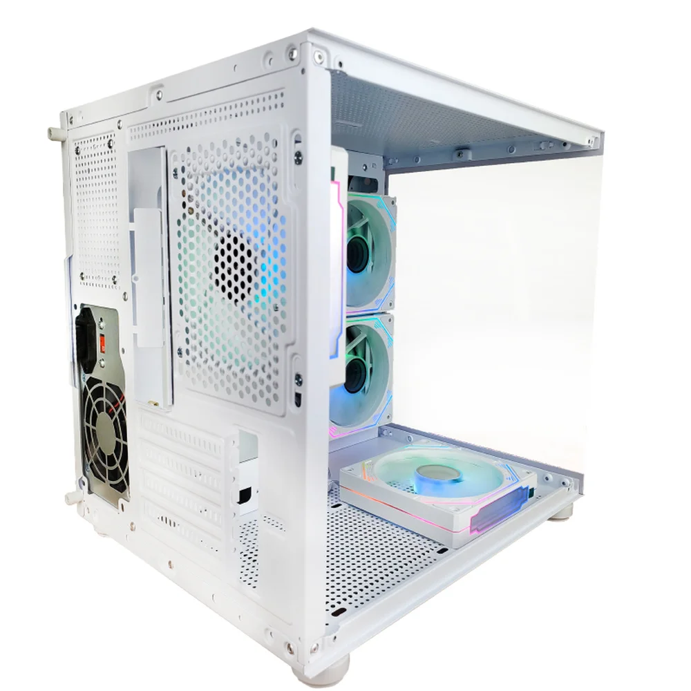 Imagem 3 de 5 do produto Gabinete Gamer Hayom Gb1797 Com 4 Fans RGB Com Vidro Branco