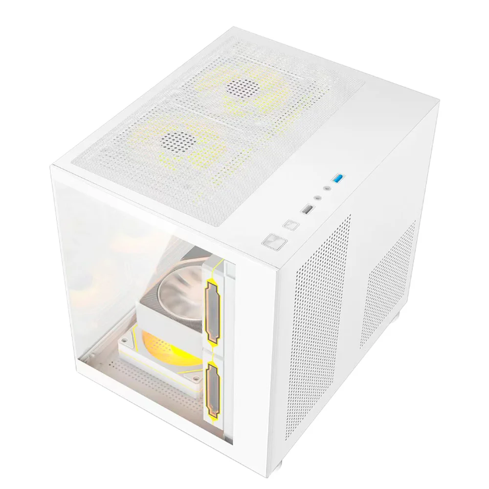 Imagem 4 de 5 do produto Gabinete Gamer Hayom Gb1797 Com 4 Fans RGB Com Vidro Branco