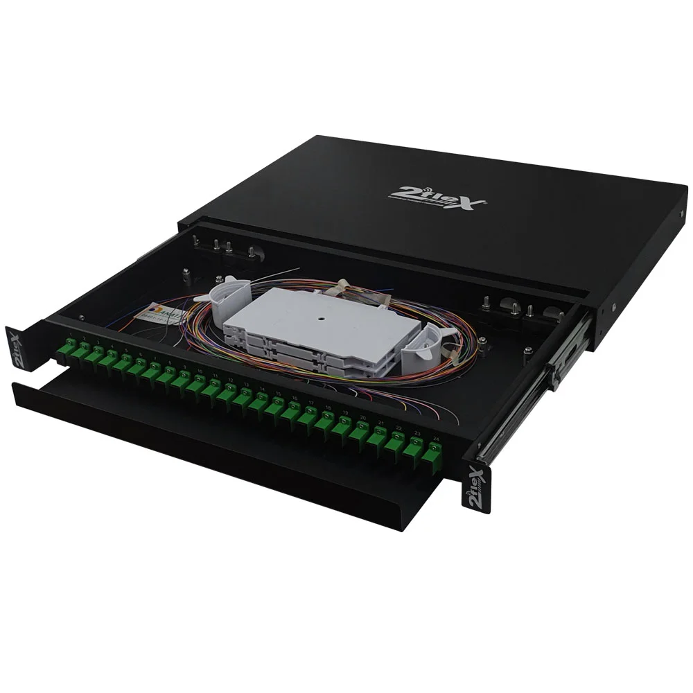 Imagem 2 de 5 do produto Dio Completo Sc Apc 19'' 24 Fibras (bandejas; Pigtails; Acopladores; Suporte Para Rack)