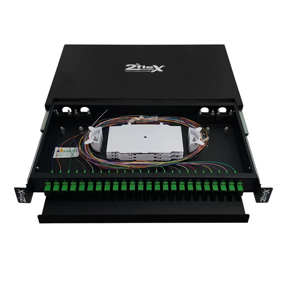 Imagem 3 de 5 do produto Dio Completo Sc Apc 19'' 24 Fibras (bandejas; Pigtails; Acopladores; Suporte Para Rack)