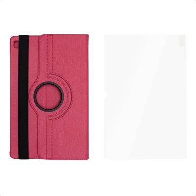 Capa Giratória Samsung A7 T505 T500 10.4 + Pelicula Vidro (rosa Pink)