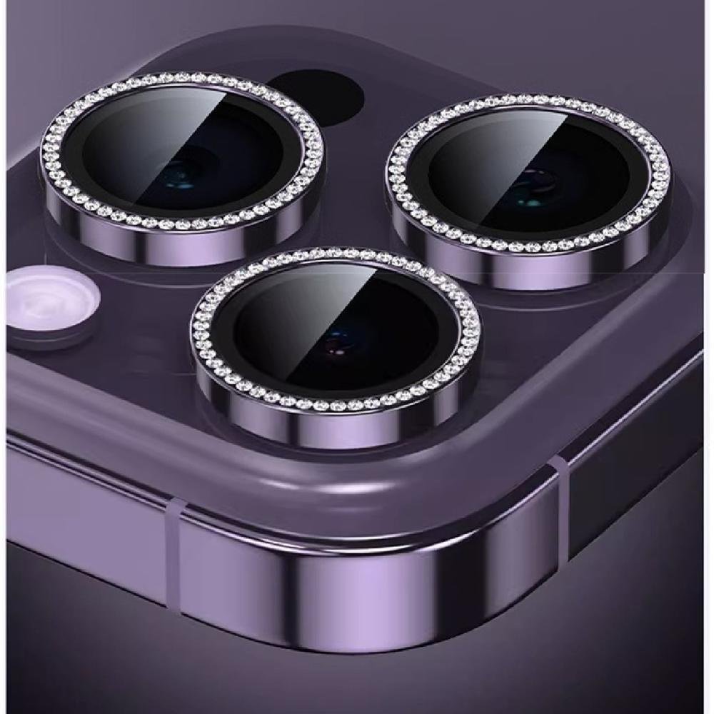 Imagem 4 de 4 do produto Película Lente Câmera Strass Brilho Compatível Com Iphone 16 Pro Max Tela 6.9 Proteção Preto