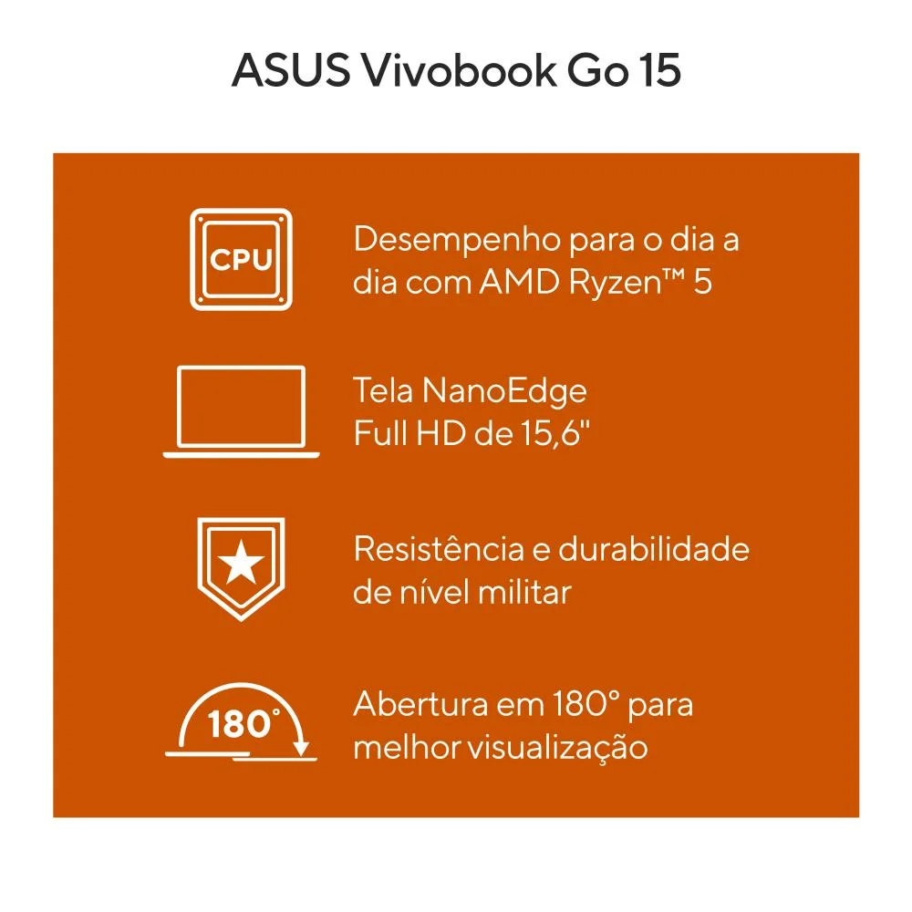 Imagem 5 de 5 do produto Notebook Asus Vivobook Go 15 E1504fa Amd Ryzen 5 7520u 16gb Ram 512gb SSD Linux Keepos Tela 15,6" LED Fhd Black - Nj1288