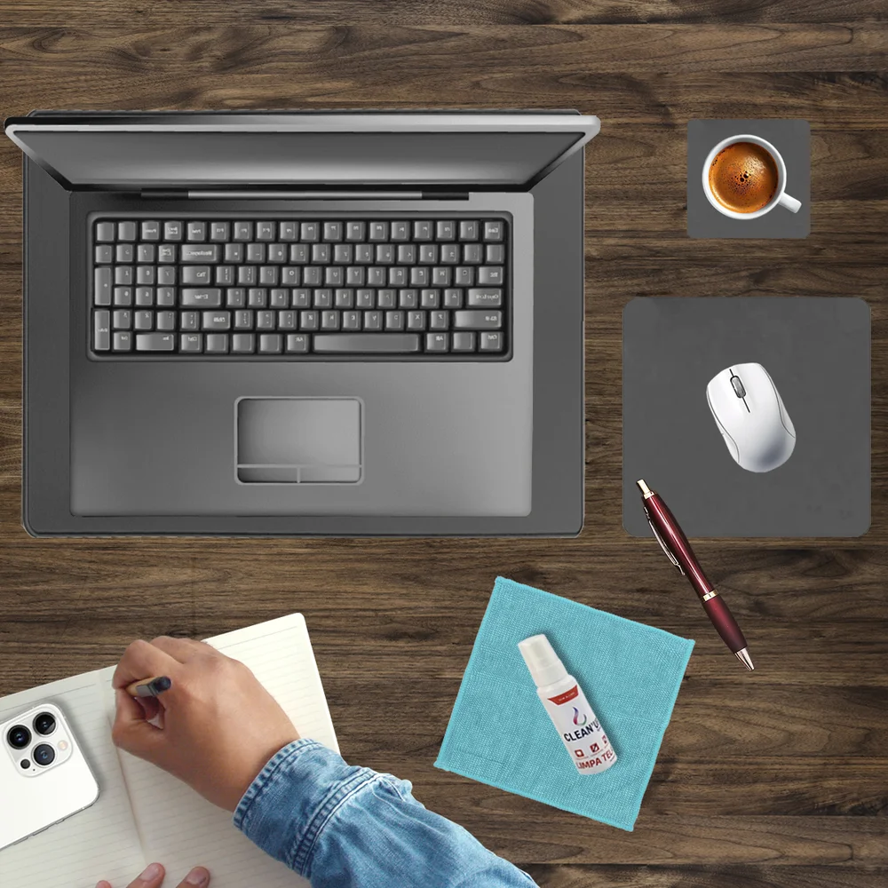 Imagem 2 de 5 do produto Kit Mousepad 43x30 + 20x20 e Spray Microfibra Limpa Notebook Game