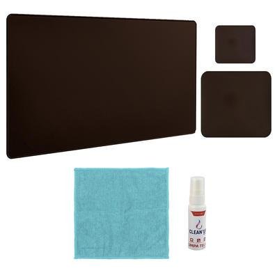 Kit Desk Pad 43x30cm Tapete De Mouse 20x20cm + Protetor Porta Copos E Spray Flanela