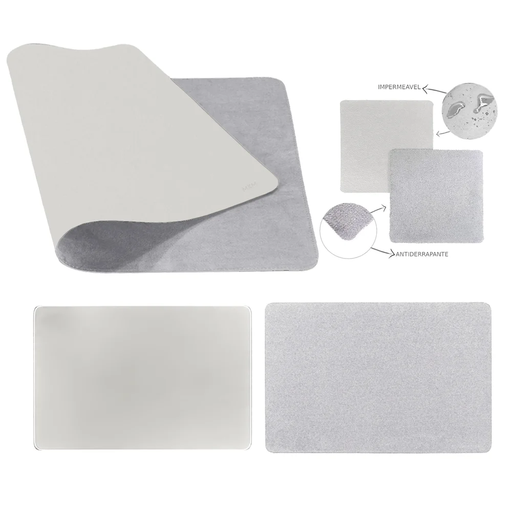 Imagem 5 de 5 do produto Kit Mouse Pad Para Notebook Apoio de Mesa Trabalho Escritório Setup Desk Pad Jogos - Cinza