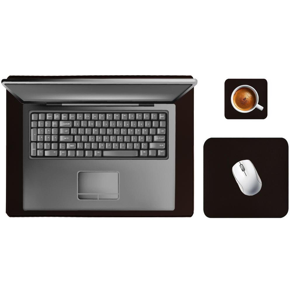 Imagem 3 de 5 do produto Kit Mouse Pad 43x30cm Tapete Protetor De Mesa + 20x20cm, Com Porta Copos