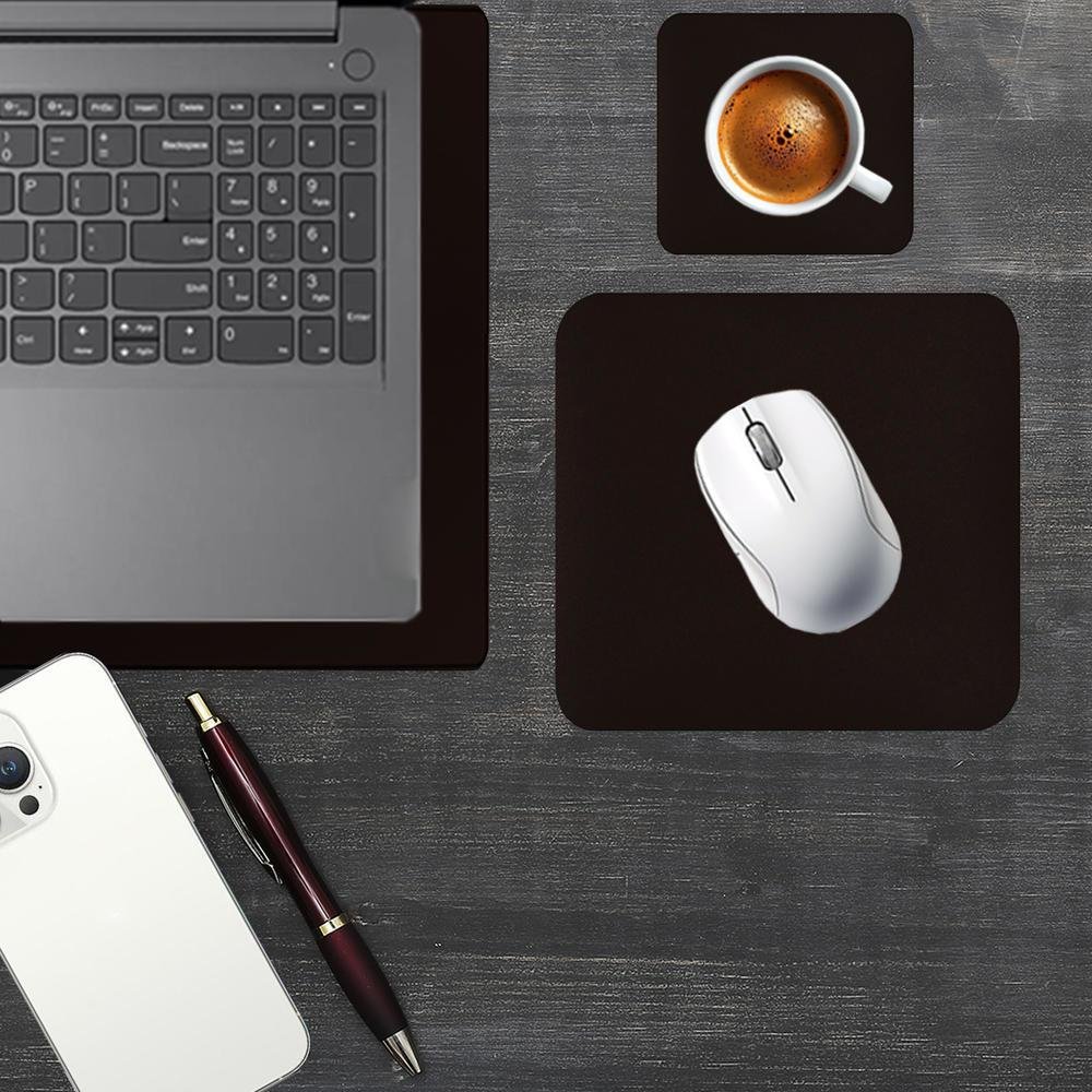 Imagem 4 de 5 do produto Kit Mouse Pad 43x30cm Tapete Protetor De Mesa + 20x20cm, Com Porta Copos