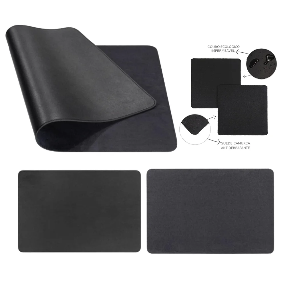Imagem 4 de 5 do produto Kit Mouse Pad Para Notebook Apoio de Mesa Trabalho Escritório Setup Desk Pad Jogos - Preto
