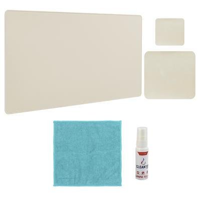 Kit Deskpad 43x30cm Notebook E Apoio Mouse 20x20cm + Spray Flanela Limpeza + Porta Copos Palha