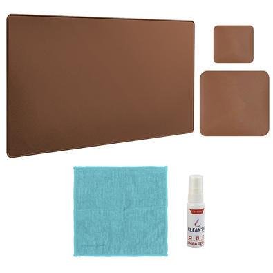 Kit Mouse Pad 43x30cm Protetor Mesa + 20x20cm Com Porta Copos E Kit Limpeza Castor