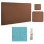 Kit Mouse Pad 43x30cm Protetor Mesa + 20x20cm Com Porta Copos E Kit Limpeza Castor