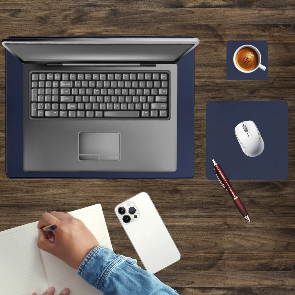 Kit Mouse Pad Para Notebook Apoio de Mesa Trabalho Escritório Setup Desk Pad Jogos - Azul Marinho Kit Mouse Pad Para Notebook Apoio de Mesa Trabalho Escritório Setup Desk Pad Jogos - Azul Marinho