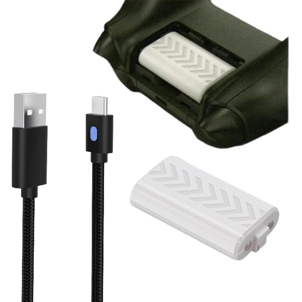 Imagem 2 de 5 do produto Bateria Recarregável Para Controle X Box Series + Cabo Usb 3 Metros C/LED Branco